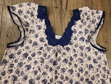 Vanity Fair Navy Floral Nightgown Slip Dress Maxi Lace Grannycore 90s USA Sz M