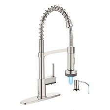 Kitchen Faucet with Soap Dispenser, LED Kitchen B-Brushed Nickel Contemporary