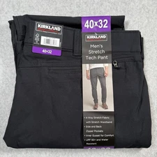 Kirkland Signature Mens 40x32 Black Stretch Tech Pant NWT