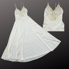 VTG Victoria Secret Gold Label Bridal Long Satin Chemise Slip Dress Petite READ