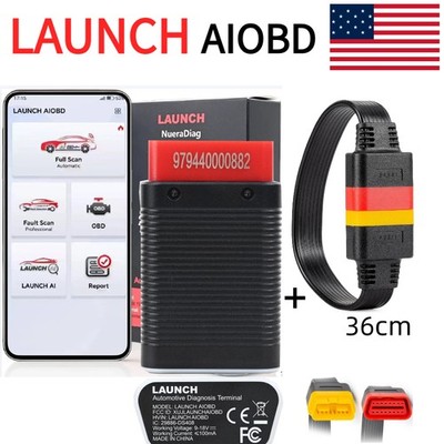 LAUNCH AIOBD Mini Bluetooth All System Diagnostic Tool OBD2 Scanner & 36CM Cable