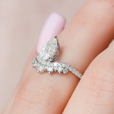 950 Platin Diamant Verlobungsring IGI-zertifiziert Laborgefertigt 1,45 ct Bir...