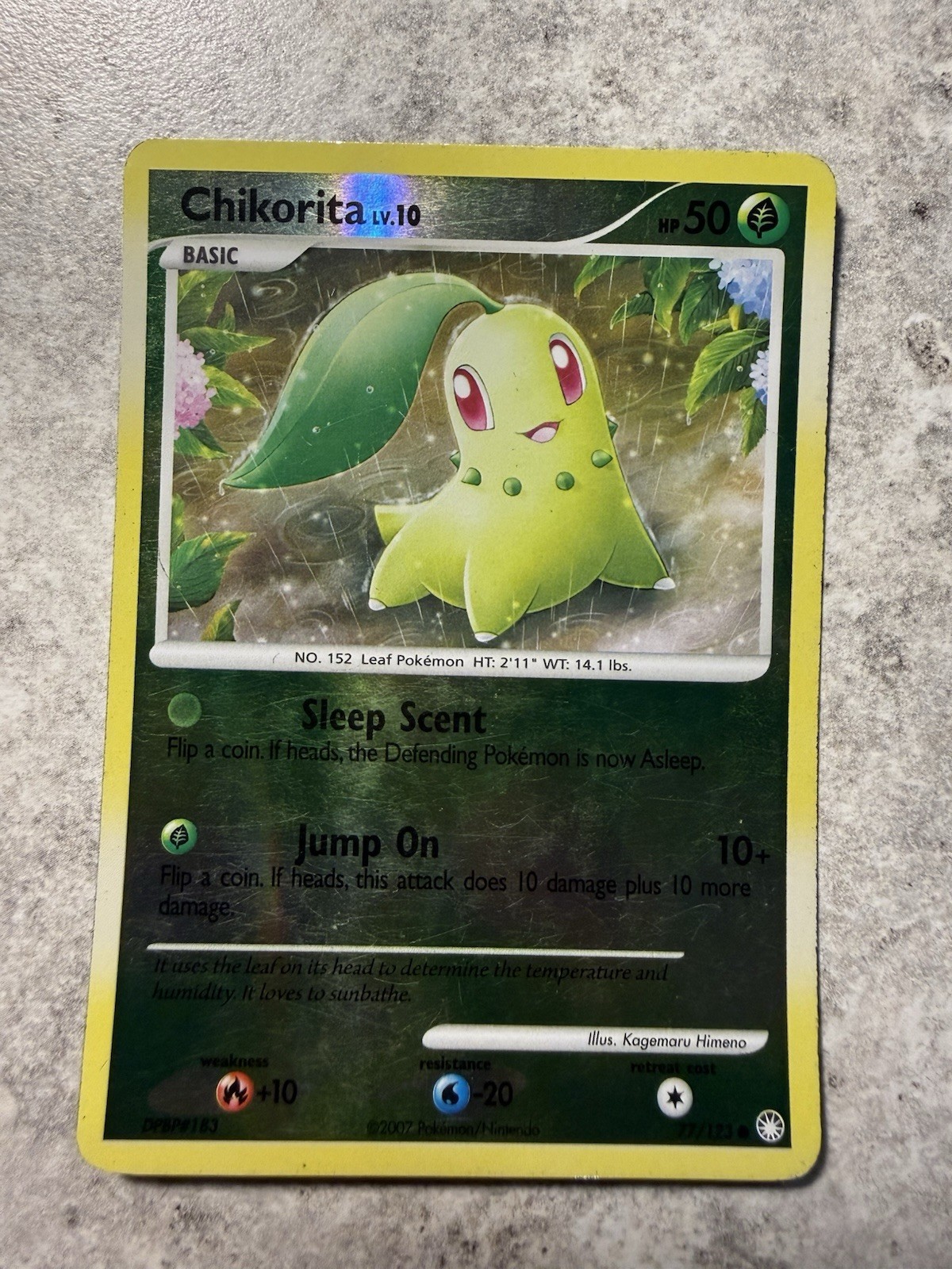 Chikorita 77/123 Mysterious Treasures Reverse Holo