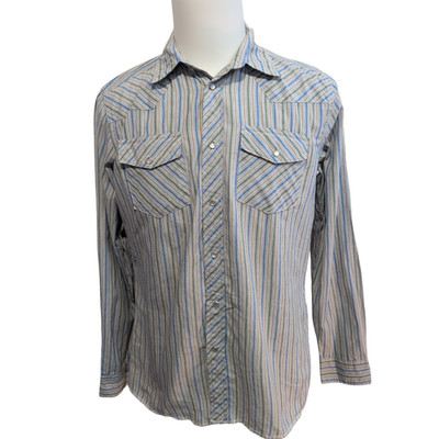 Wrangler Shirt Western Style Langarm Streifen blau und grün Größe XXL