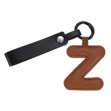 Initial Letter Keychain PU Leather Letter-Z Key Chains for Women Brown