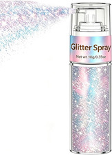 Hair and Body Glitter Spray, Silver Rainbow Glitter Hairspray Dry Powder