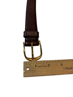 Yves Saint Laurent YSL Leather Belt Brown Brass Buckle Size  display picture 3