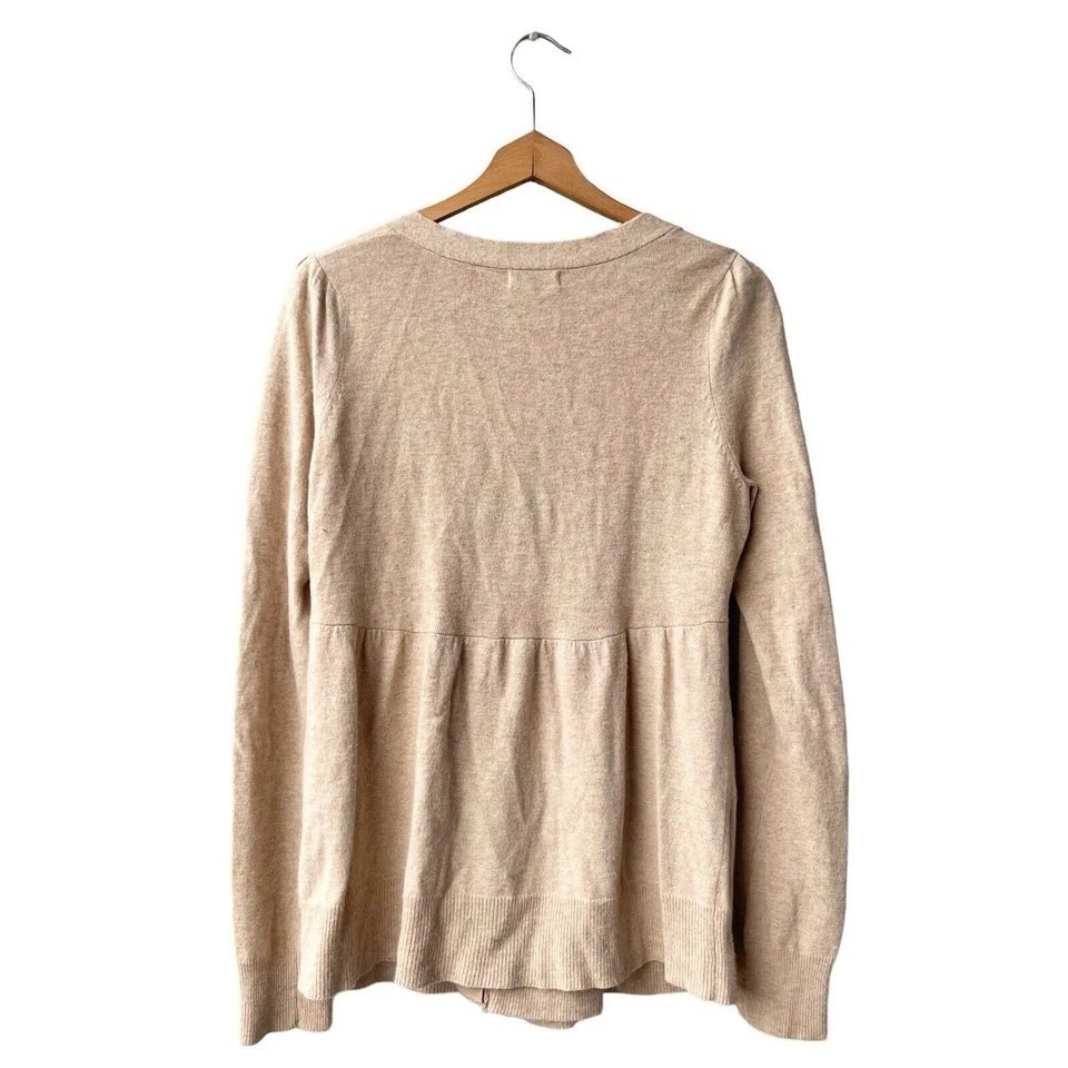 Anthropologie Sleeping on Snow Cashmere Wool Cardigan Floral Applique Snap Sz L - Image 2 of 3