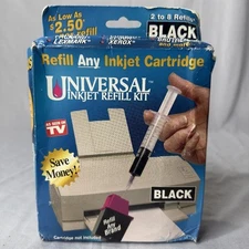 Vintage Universal Inkjet Refill Kit Black Any Printer Cartridge Ontel 1999 Boxed