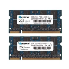 4GB Kit 2x2GB PC2-6400 RAM DDR2 800MHz SODIMM 2RX8 CL6 1.8V 200pin Memory RAM...
