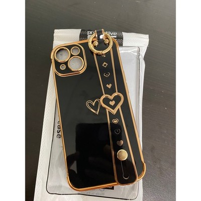 Compatible with iPhone 14 Case Love Heart Strap Case-BLACK- NEW-EE