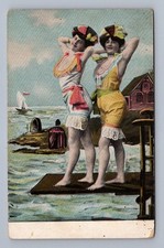 Antique bathing beauties Edwardian swimwear ocean pier 1910s