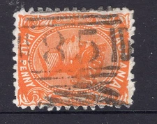 Tasmania numeral 85 (SPRING HILL) cancel rated RR on ½d QV sideface stamp