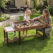 Sensory Table with Water Pump Sink,Toddler Activity Table w/33 Sand Table Toys