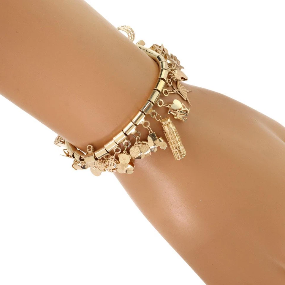 14k Yellow Gold Multi-Charms Chain Bracelet LIQUIDATION! - Image 4 of 4