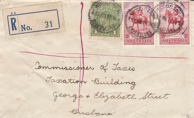 APH140) Australia 1936 (Aug) Registered Cover Woodstock (Rated SCARCE) Qld APH140) Australia 1936 (Aug) Registered Cover Woodstock (Rated SCARCE) Qld
