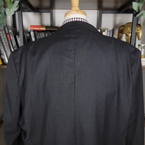 Joseph Feiss Men's Sport Coat Blazer Two Button Charcoal Black Twill Wool 58L - Picture 13 of 18