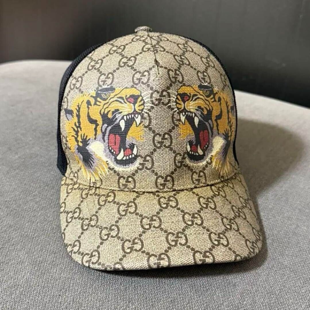 GUCCI Tiger Print GG Supreme Baseball Cap 426887 Size XL GUCCI Tiger Print GG Supreme Baseball Cap 426887 Size XL