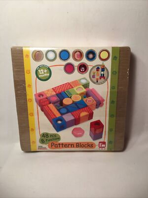 48 pc Wooden Exploration Pattern Building Blocks 8 functions I'm Toy Educational