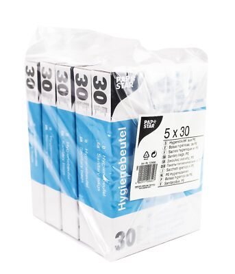 Papstar Hygienebeutel 28,5 cm x 8 cm x 7 cm weiß im praktischen Spenderkarton 