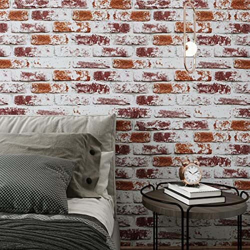 Rustic Brick Wallpaper 3D Faux Brick Peel and Stick Wallpaper 17.7