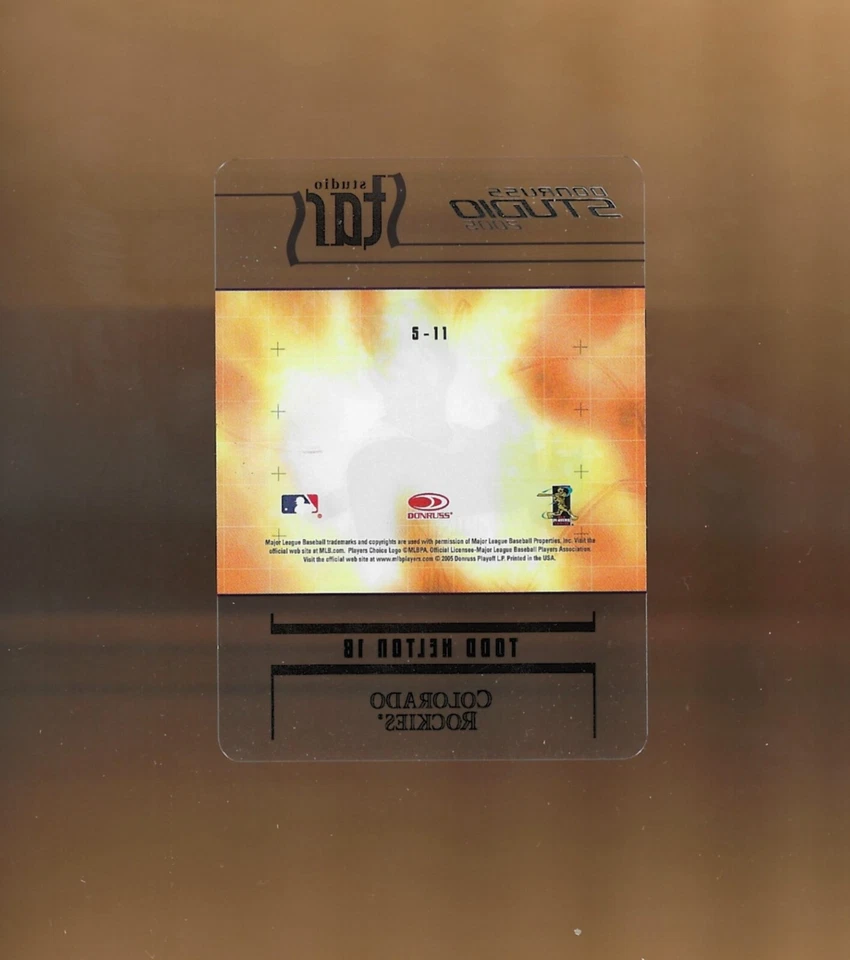 2005 Donruss STUDIO STARS GOLD # S-11 TODD HELTON COLORADO ROCKIES /500 - Image 2 of 2