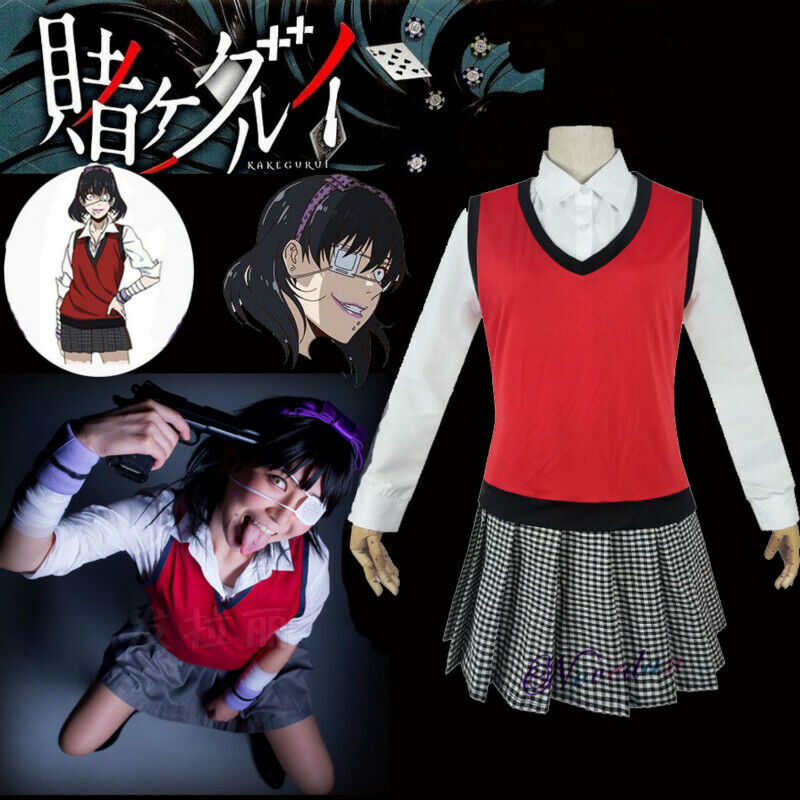 Kakegurui Compulsive Gambler Midari Ikishima School Cosplay Uniform Costume New