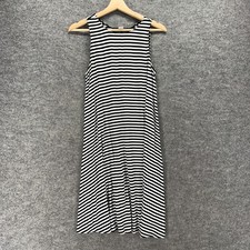 Old Navy Dress Women S  Black Striped Shift Midi Sleeveless Rayon Casual