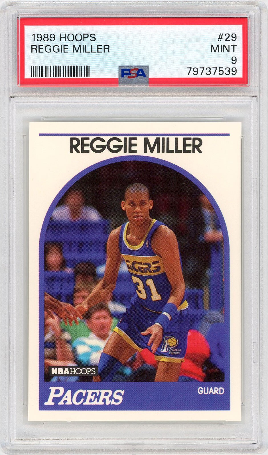 1989-90 Hoops #29 Reggie Miller Indiana Pacers (HOF) / MINT PSA 9 *7539