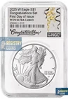 2025-W Proof $1 American Silver Eagle NGC PF70 FDI  PR70 CONGRATULATIONS