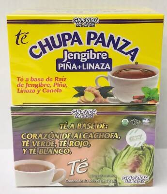 2 Pack GN+Vida Improved Formula Tea Artichoke & Chupa Panza 2 box combo 60 bags