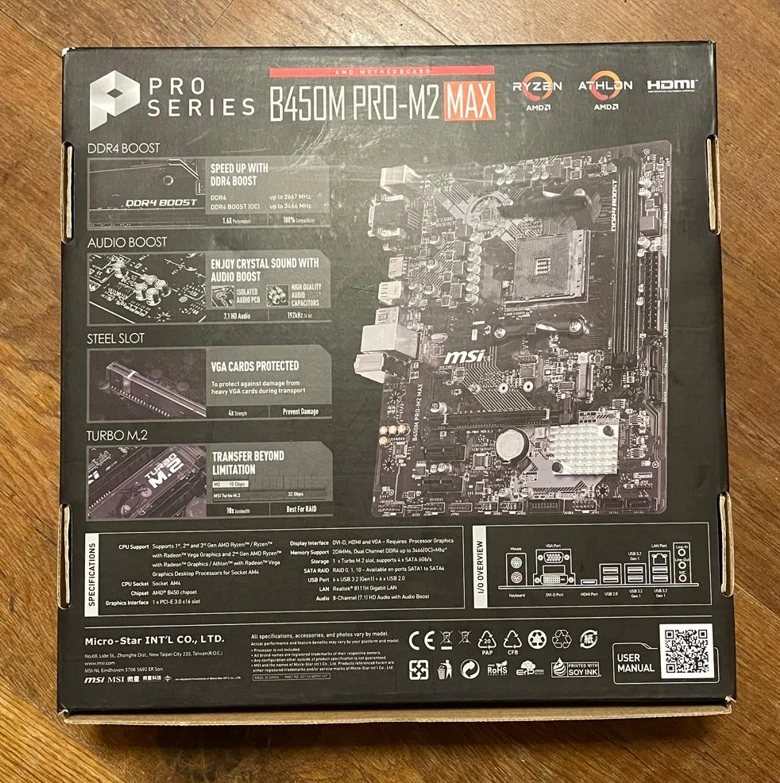 Scheda Madre MSI B450M PRO-M2 MAX AM4 mATX AMD RYZEN 3 5 7 9 VGA DDR4 128GB XMP - Immagine 3 di 4