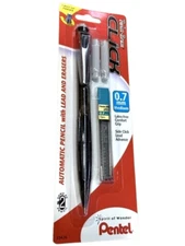 NEW Pentel Twist-Erase CLICK 0.7mm Mechanical Pencil + Lead Eraser Refills SIDE