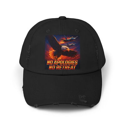 Unisex Distressed Hat No Apologies No Retreat Patriotic Gift Fighter Jet Eagle