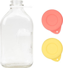 2 Pack Silicone Glass Bottle Caps 48mm Reusable Airtight Lids for Milk Bottles