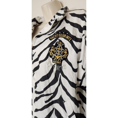 NWT Vtg Windbreaker Track Suit Jacket Pants 80s Nylon Small Black White Zebra - Picture 4 of 7