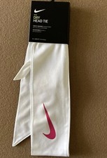 Nike DRI FIT Head Tie Headband Flags Swoosh Tennis Badminton White Pink