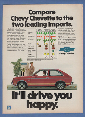 Chevy Chevette Rally 1.6 It'll Drive You Happy 1977 Vintage Print Ad S77