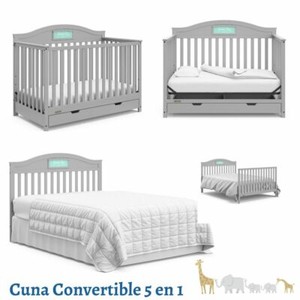 Cunas Convertibles 5 En 1 Cama Cunas Para Bebes Ninos Madera De Pino Con Cajon Ebay