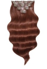Foxy Locks Human Remy Clip In Hair Extensions - Elegant Full Head MAHOGANY 20”