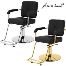 Artist hand Black Heavy Duty Hydraulic Barber Chair 360°Salon Beauty HairStylist