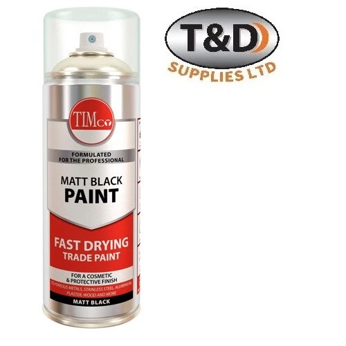 Timco 380ml Matt Black Spray Paint - Fast Dry, Drip Free, Multi Surface Paints