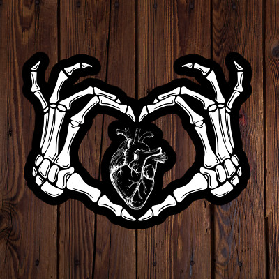 Skeleton hand heart sticker vinyl decal girlfriend anniversary gift love