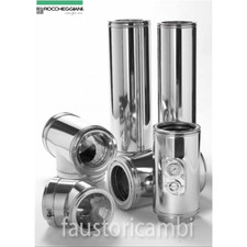 CANNA FUMARIA DOPPIA PARETE Ø 200 - 250 ACCIAIO INOX RAME CAMINO TUBO ROCCHEGGIA