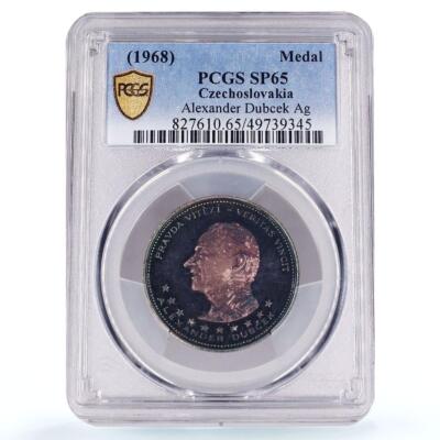 Czechoslovakia Alexander Dubcek Jan Hus Politics SP65 PCGS silver