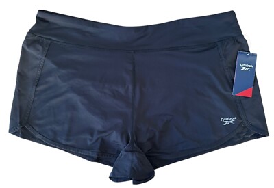 Reebok Women's Slim Fit All Day Vector Shorts w/ Panty Liner Size 2XL Black