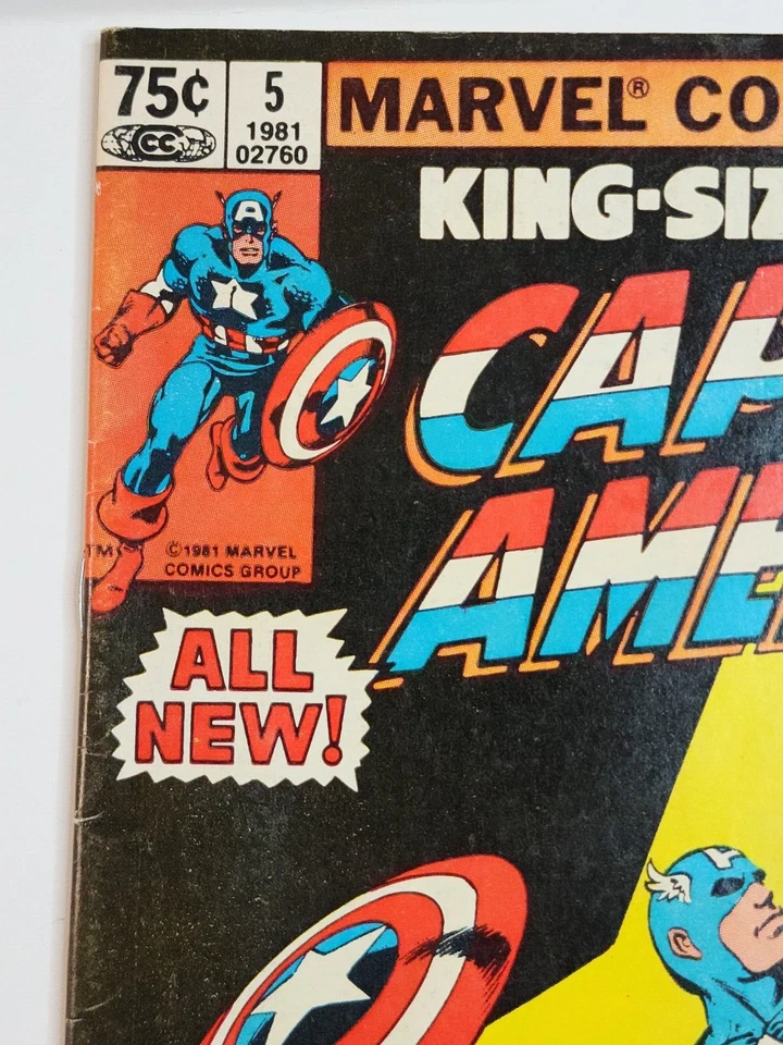 1981 Captain America King Size 5 Newsstand 80s vtg Key Avengers Comic Issue - Изображение 2 из 3