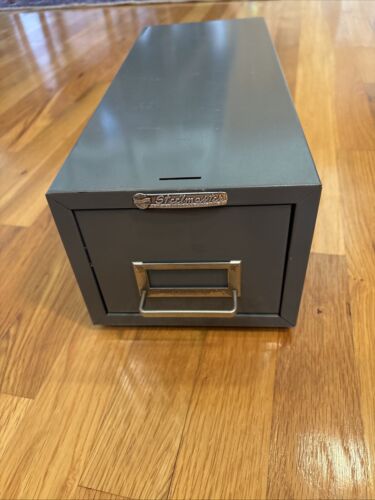 Vintage Steelmaster Metal File Drawer Index Card Cabinet 16" x 6 3/8" x 5 1/2"