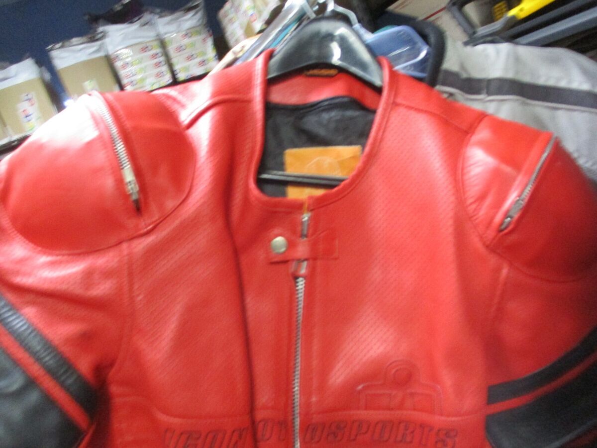 ICON Pursuit Jacket Men's XL Motorcycle Armored Red Leather ICON Pursuit Jacket Men's XL Motorcycle Armored Red Leather