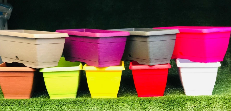 VASO BALCONETTA RETTANGOLARE VARI COLORI PORTA PIANTE FIORI ARREDO GIARDINO